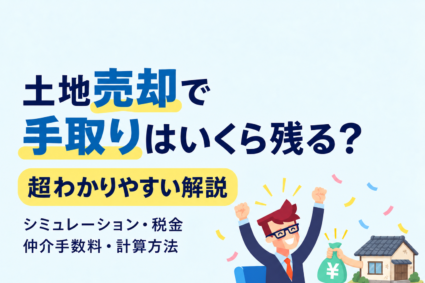 土地売却で手取りはいくら残る？超わかりやすい解説。シミュレーション、税金、仲介手数料、計算方法！