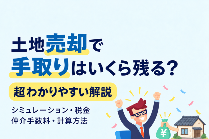土地売却で手取りはいくら残る？超わかりやすい解説。シミュレーション、税金、仲介手数料、計算方法！